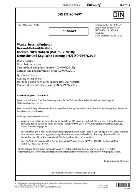 DIN EN ISO 9697 - DRAFT