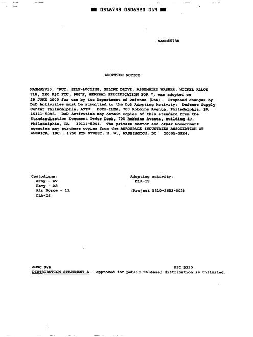 AIA NASM85730