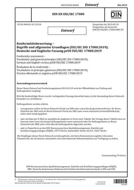 DIN EN ISO/IEC 17000 - DRAFT