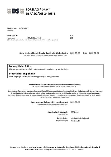 DANSK DSF/ISO/DIS 24495-1