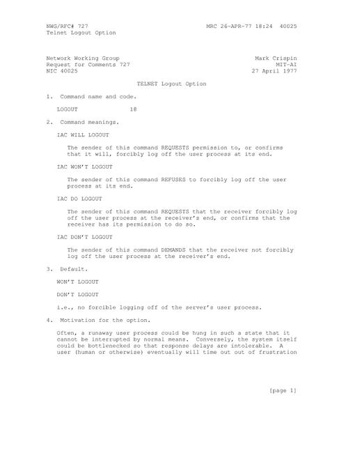 IETF RFC 727