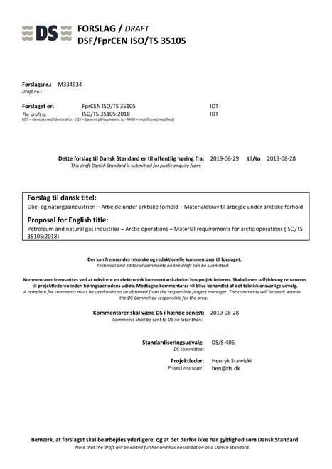 DANSK DSF/FPRCEN ISO/TS 35105