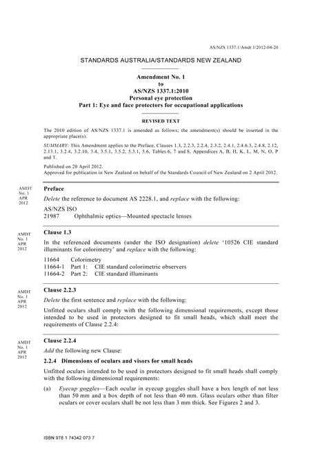 AS/NZS 1337.1:2010 AMDT 1