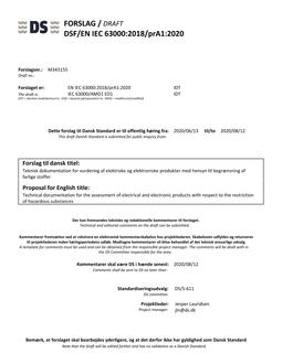 DANSK DSF/EN IEC 63000/PRA1