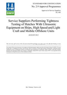 DNV DNV APPROVAL OF SERVICE SUPPLIERS NO. 403