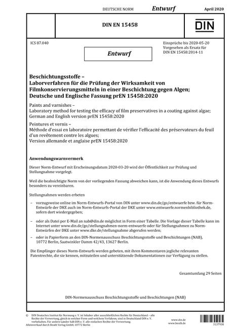 DIN EN 15458 - DRAFT