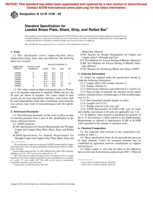 ASTM B121/B121M-95