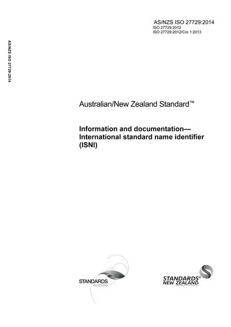 AS/NZS ISO 27729:2014