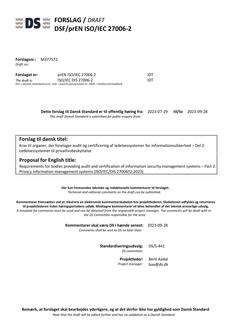 DANSK DSF/PREN ISO/IEC 27006-2