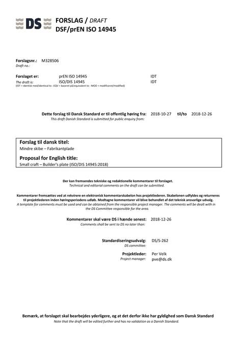 DANSK DSF/PREN ISO 14945
