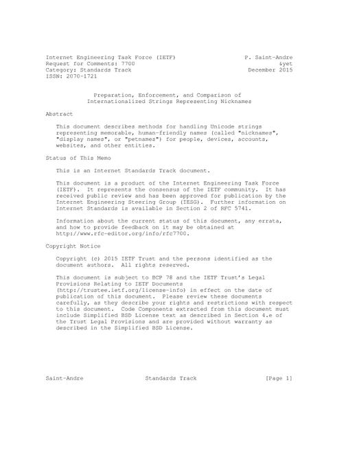 IETF RFC 7700