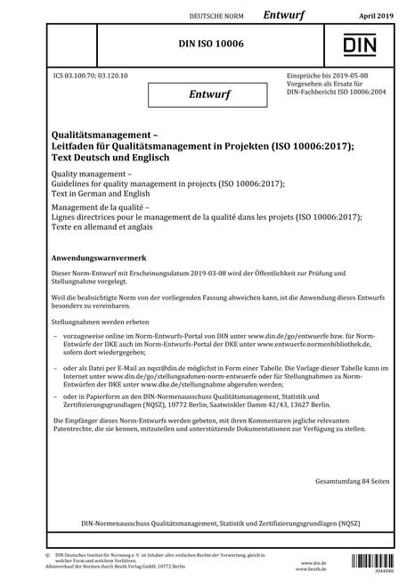 DIN ISO 10006 - DRAFT