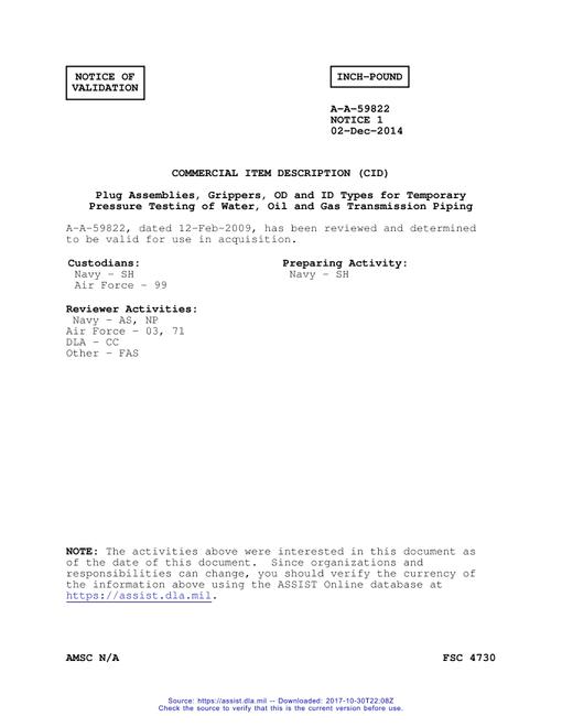 CID A-A-59822 Notice 1 - Validation 1
