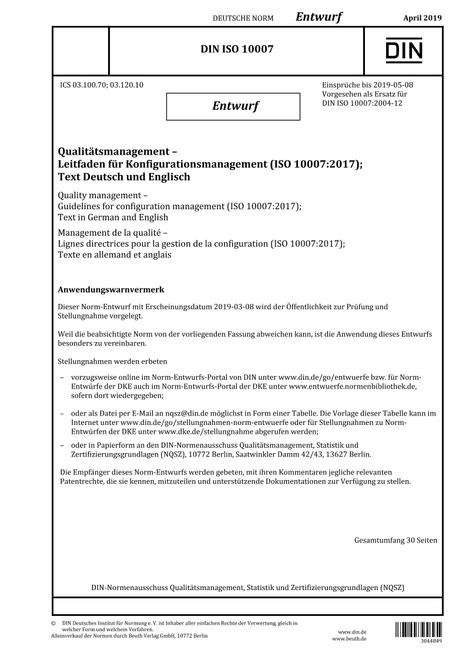 DIN ISO 10007 - DRAFT