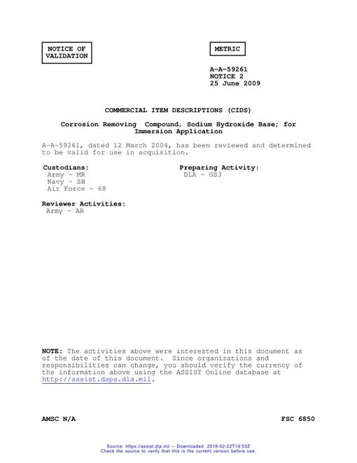 CID A-A-59261 Notice 2 - Validation 2