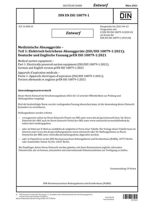 DIN EN ISO 10079-1 - DRAFT