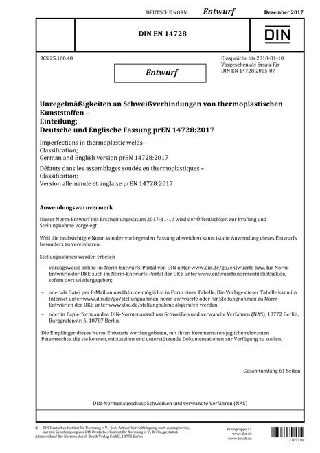 DIN EN 14728 - DRAFT