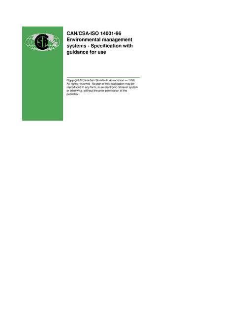 CAN/CSA-ISO 14001-96 (R2001)