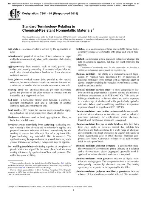 ASTM C904-01(2018)