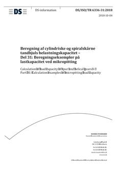 DANSK DS/ISO/TR 6336-31