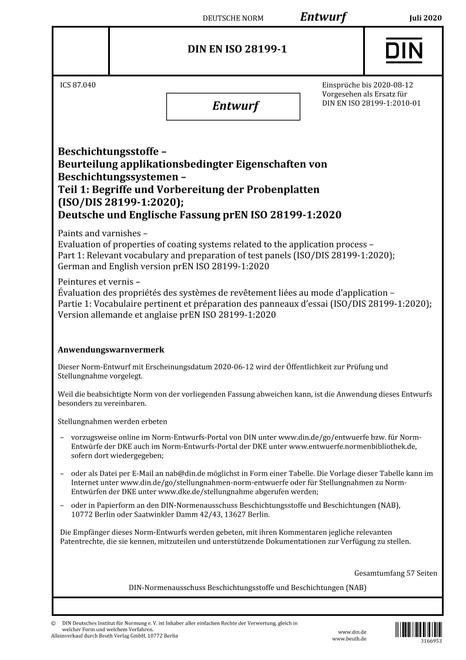 DIN EN ISO 28199-1 - DRAFT