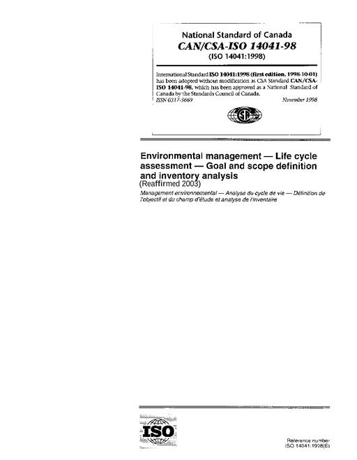 CAN/CSA-ISO 14041-98 (R2003)