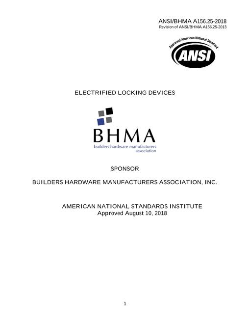 BHMA A156.25-2018