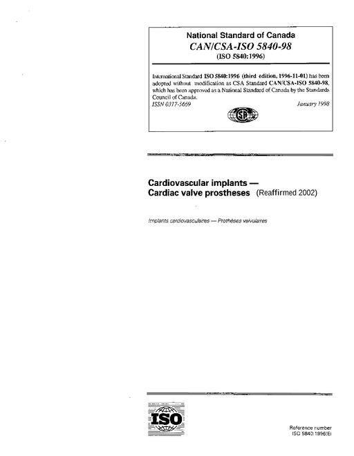 CAN/CSA-ISO 5840-98 (R2002)