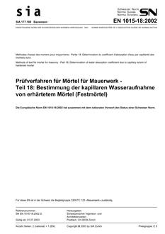 SNV SN EN 1015-18*SIA 177.168