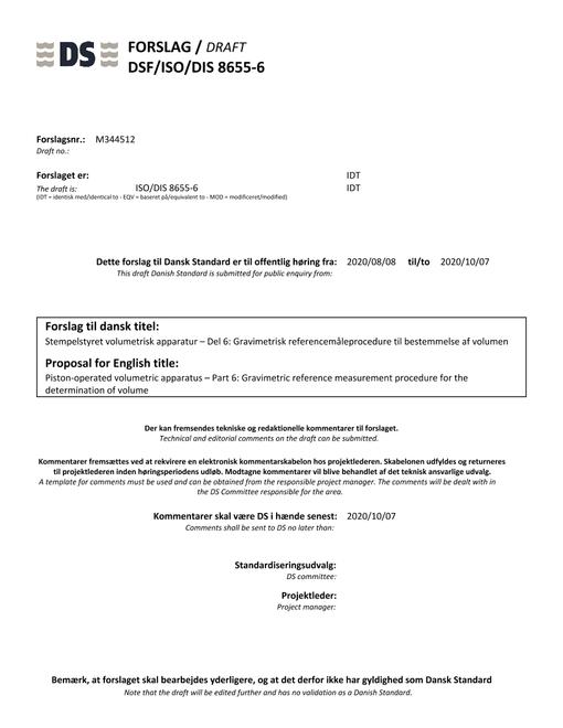DANSK DSF/ISO/DIS 8655-6
