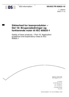 DANSK DS/IEC/TR 60825-10