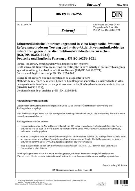 DIN EN ISO 16256 - DRAFT