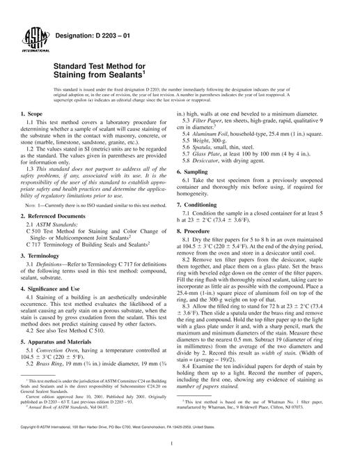 ASTM D2203-01