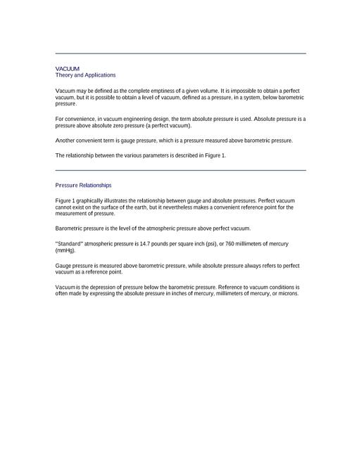 Vacuum and Vacuum Equipment Educational Primer