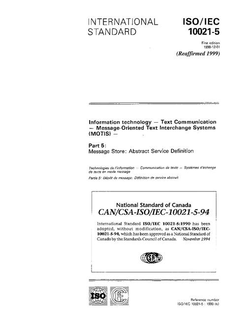 CAN/CSA-ISO/IEC 10021-5-94 (R1999)