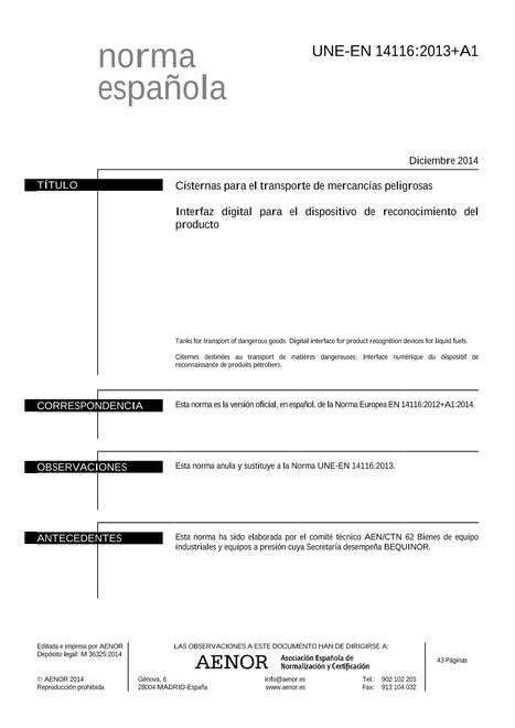 AENOR UNE-EN 14116+A1