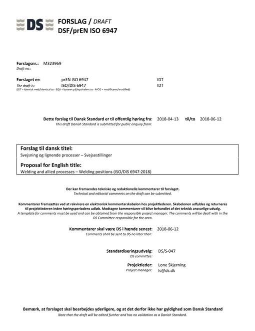 DANSK DSF/PREN ISO 6947