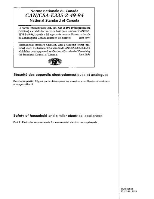 CAN/CSA E335-2-49-94