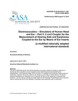 ASA S3.55-2014/Part 5 /IEC 60318-5:2006 (MOD) (R2023)