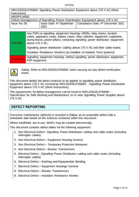 NR NR/L3/SIGELP/50001/SPS M002 ISSUE 5