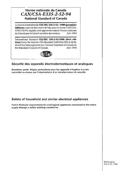 CAN/CSA E335-2-52-94