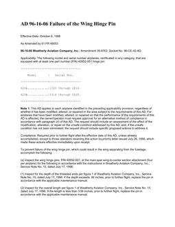FAA AD 1996-16-06
