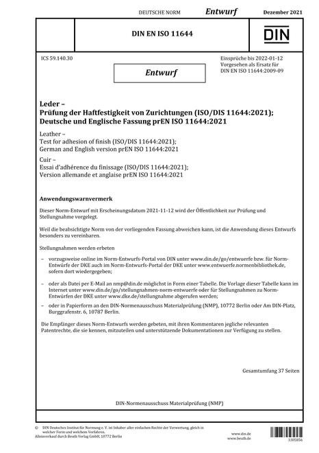 DIN EN ISO 11644 - DRAFT