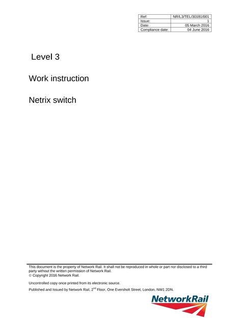 NR NR/L3/TEL/30181/001 ISSUE 1
