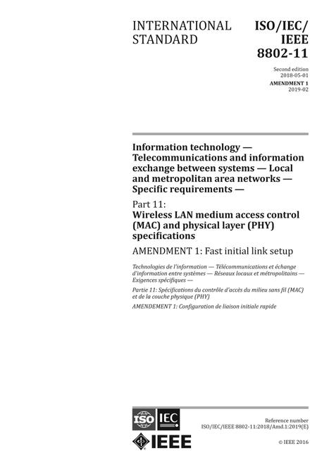 IEEE/ISO/IEC 8802-11:2018/Amd 1-2019