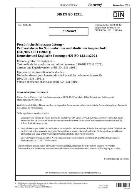 DIN EN ISO 12311 - DRAFT