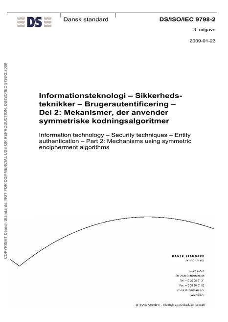 DANSK DS/ISO/IEC 9798-2