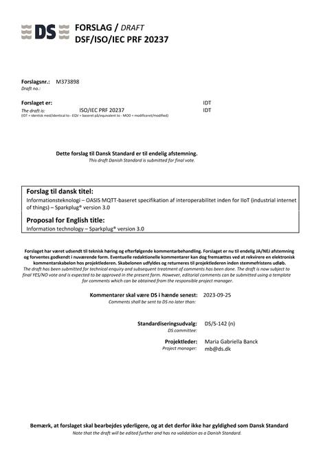 DANSK DSF/ISO/IEC PRF 20237