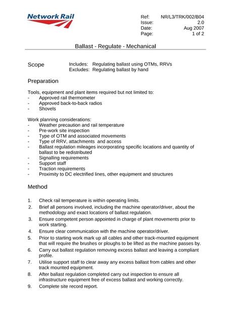 NR NR/L3/TRK/002/B04 ISSUE 2