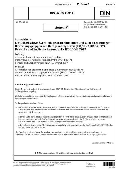 DIN EN ISO 10042 - DRAFT